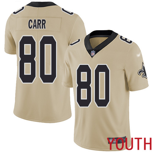 New Orleans Saints Limited Gold Youth Austin Carr Jersey NFL Football #80 Inverted Legend Jersey